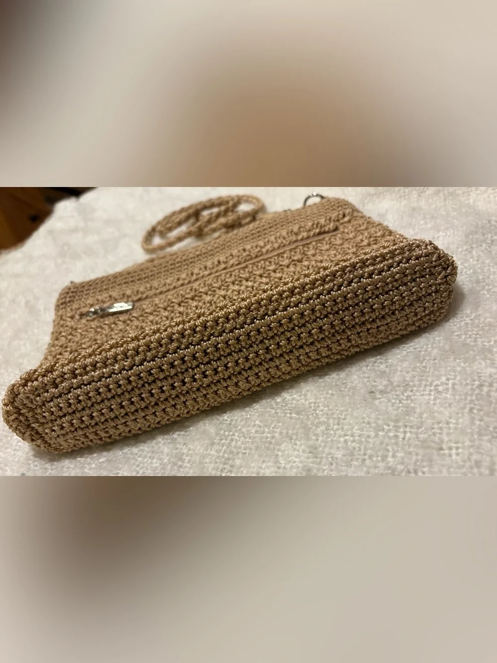 The Sak Tan Crochet Crossbody Bag w Silver Hardware - Picture 7 of 10